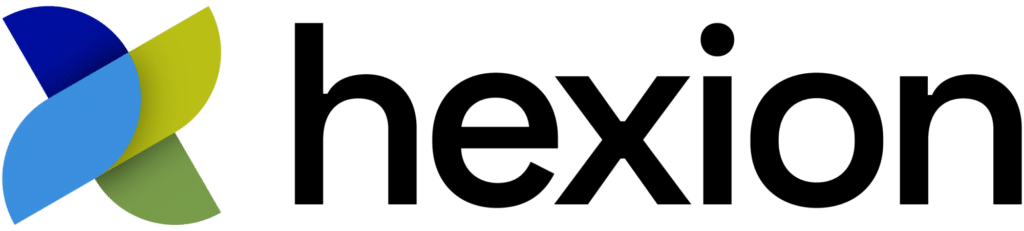 Hexion logo with blue, green, and yellow overlapping shapes next to the word hexion in bold, black lowercase letters on a white background.