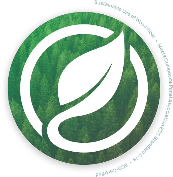 Sustainable use of wood fiber, meets composite panel association ECC standard 4-19, eco-certified