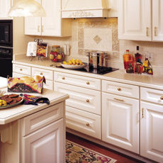 home kitchen with white cabinets
